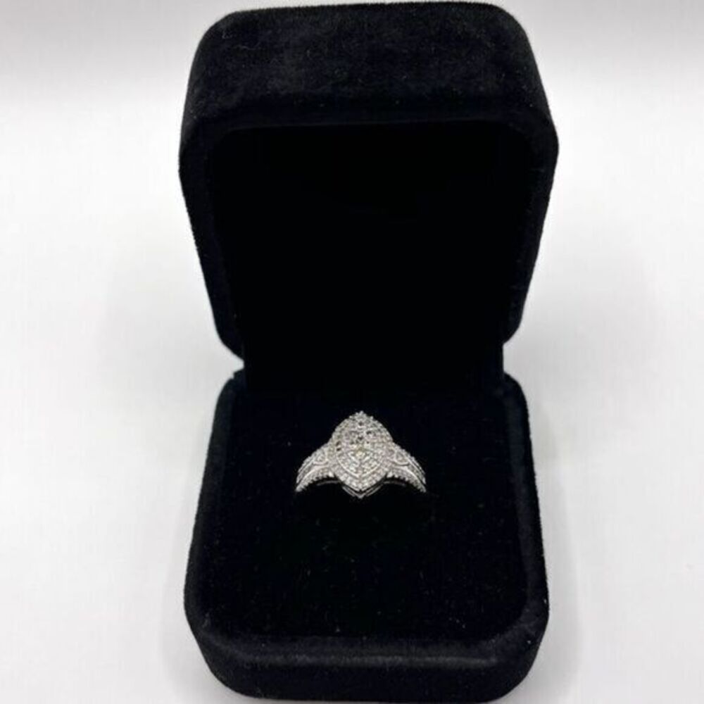 0.50 CT Marquise Cut Natural Diamond Sterling Silver Ring